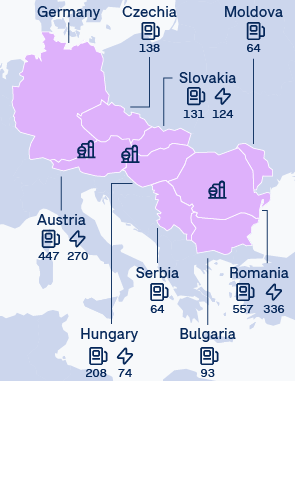 OMV Fuels & Feedstock presence (map)